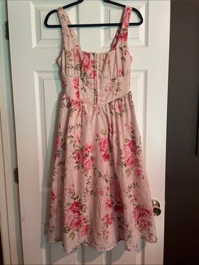 Pink corset flowy midi dress